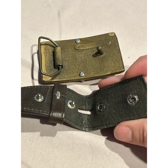 Nocona Belt Men 36 Brown Leather Western Cowboy Rodeo Silver/Gold Accent Aztec - Picture 9 of 15